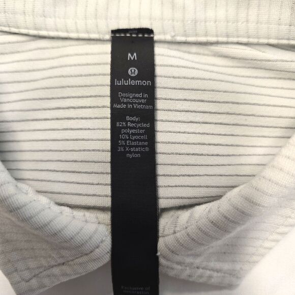 Lululemon Gray Striped Polo Shirt – Size M – Soft Stretch Performance Fab Value - Picture 6 of 8